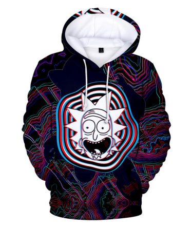 Rick And Morty Hoodie Crazy Rick Illusion Dark Blue Purple Hoodie For Women Men