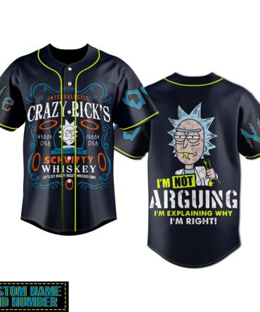 Customizable Crazy Rick'S Whiskey Baseball Jersey - Funny Sci-Fi Fan Gift - Add Name & Number