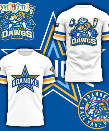 Roanoke Rail Yard Dawgs 2025 New Logo White T Shirt