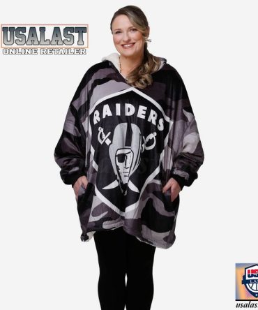 Las Vegas Raiders Camo Fleece Oodie, Blanket Hoodie Hooded Blanket