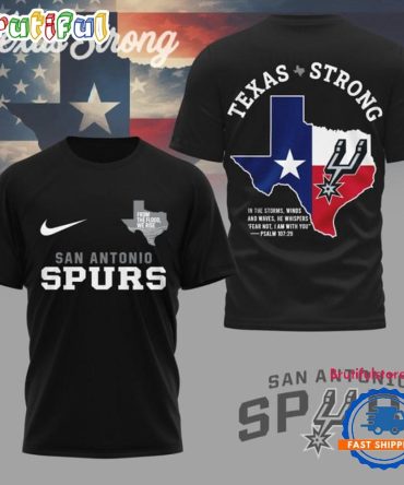 San Antonio Spurs Texas Strong 2025 Black 3D Shirt