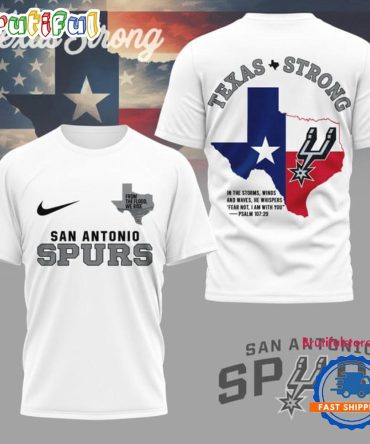 San Antonio Spurs Texas Strong 2025 White 3D Shirt