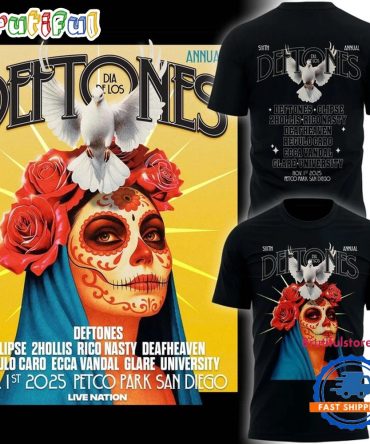 San Diego Padres Dia De Los Deftones 2025 Black T Shirt