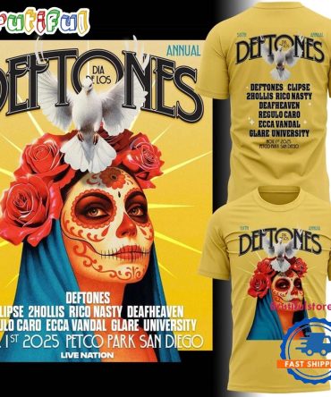 San Diego Padres Dia De Los Deftones 2025 Gold T Shirt