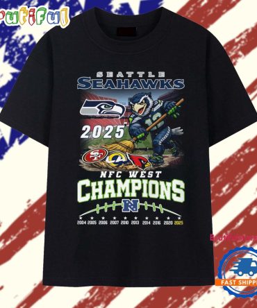 Seattle Seahawks 2025 Nfc West Champions Mascot Vintage T Shirt