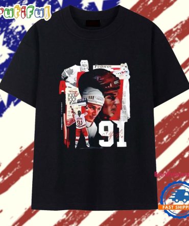 Sergei Fedorov Detroit Red Wings 91 News Signature T Shirt