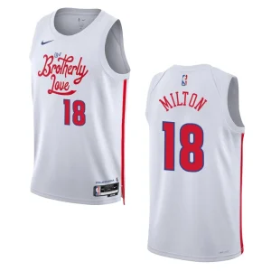 Shake Milton City Edition Philadelphia 76ers 2022-23 White Swingman Jersey - Alzaintravels