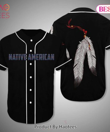 Native American Feather Baseball Jersey - Unique Black Design For Culture Lovers