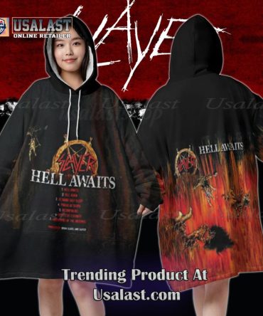 Slayer Hell Awaits Album Fleece Blanket Hoodie