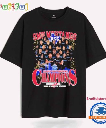Smu Mustangs Atlantic Coast Conference Champions 2024 Bank Of America Stadium T Shirt