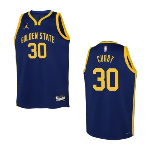 2022-23 Golden State Warriors Youth Statement Edition Stephen Curry Navy Jersey - Alzaintravels