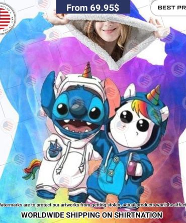 Stitch And Unicorn Hoodie Blanket