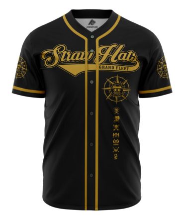 Anime-Inspired Black & Gold Baseball Jersey - Premium Quality, Unique Design