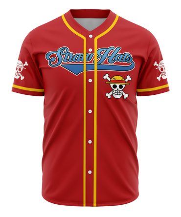 Stylish Red Straw Hat Pirate Baseball Jersey - Anime Fans Must-Have!