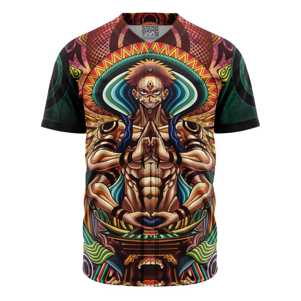 Trippy Ryomen Sukuna Jujutsu Kaisen Baseball Jersey Without Piping