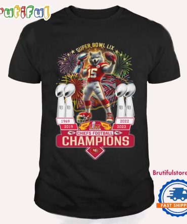 Super Bowl Lix 2024 2025 Champions Kansas City Chiefs Mascot Winner T Shirt