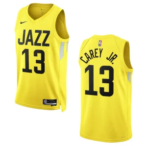 Utah Jazz Icon Edition Vernon Carey Jr. 2022-23 Swingman Yellow Jersey - Alzaintravels
