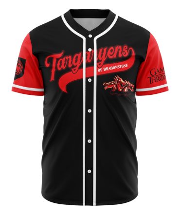 Game Of Thrones Targaryen Baseball Jersey - Unisex Fan Apparel, Black/Red, Sizes S-Xxl