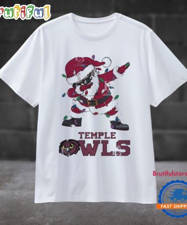 Temple Owls Dabbing Santa Claus Ugly Christmas Light T Shirt