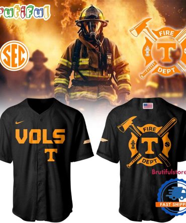 Tennessee Volunteers Baseball X Firefighter Appreciation Night Black Jersey Shirt