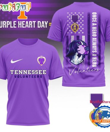 Tennessee Volunteers Ncaa National Purple Heart Day Unisex 3D Shirt