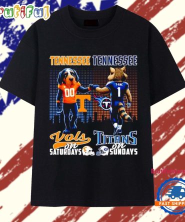 Tennessee Volunteers On Saturdays Vs Tennessee Titans On Sundays Mascot City Skyline T Shirt