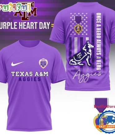 Texas Am Aggies Ncaa National Purple Heart Day Unisex 3D Shirt