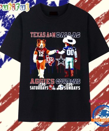 Texas A&M Aggies On Saturdays Vs Dallas Cowboys On Sundays Mascot Skyline T Shirt