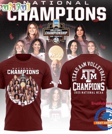 Texas A&M Aggies Volleyball 2025 Ncaa Champions Graphic Design Red T Shirt