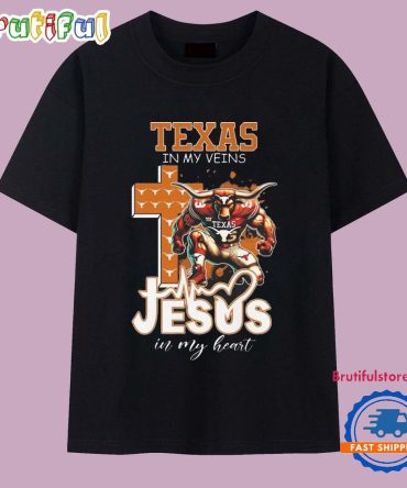 Texas Longhorns In My Veins Jesus In My Heart Mascot 2025 T Shirt