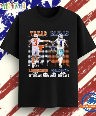 Texas Longhorns On Saturday X Dallas Cowboys On Sundays Signature T Shirt
