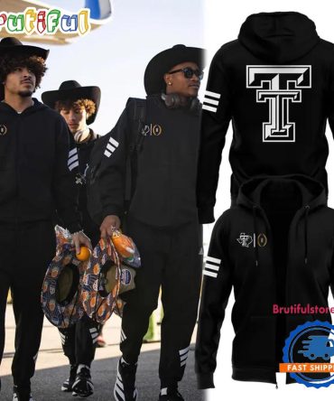 Texas Tech Red Raiders Football 2025 Orange Bowl Black Uniform Zipper Hoodie