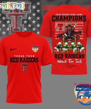 Texas Tech Red Raiders Ncaa 2026 Orange Bowl Game Champions Mascot 3D Shirt