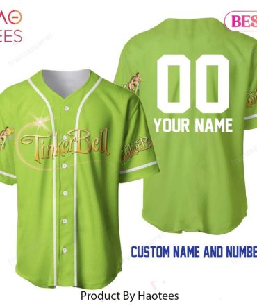 Customizable Tinkerbell Baseball Jersey - Personalized Name & Number - Perfect Gift!