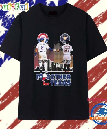 Together For Texas Rangers Astros Baseball Players 2025 Skyline Signatures T Shirt