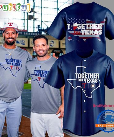 Together For Texas The Astros And Rangers 2025 Navy Baseball Jersey
