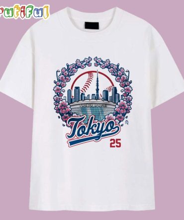 Tokyo 2025 Cherry Blossoms Baseball T Shirt