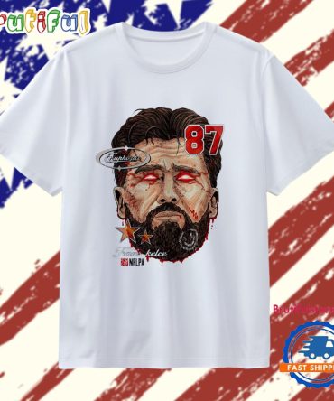 Travis Kelce #87 Lightning Eyes Nfl Big Head Comic T Shirt