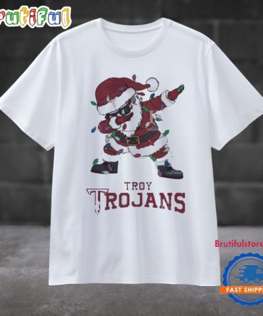 Troy Trojans Dabbing Santa Claus Ugly Christmas Light T Shirt