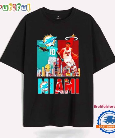 Tyreek Hill And Jimmy Butler City Skyline Miami Dolphins And Miami Heat T Shirt