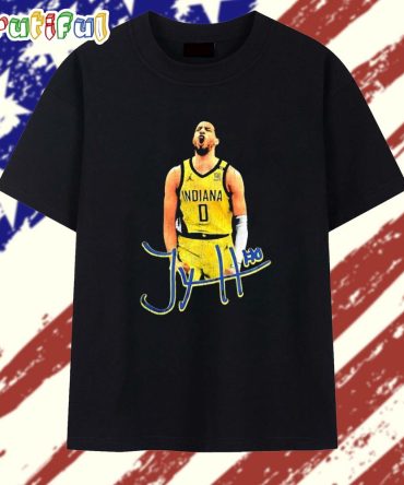 Tyrese Haliburton #0 Player Name Signature T Shirt