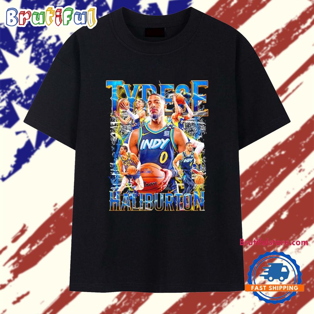 Tyrese Haliburton Indiana Pacers Player Collage Champions T Shirt