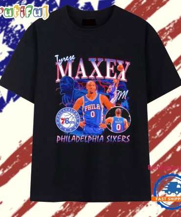 Tyrese Maxey #0 Philadelphia 76Ers Player Signature Collage T Shirt