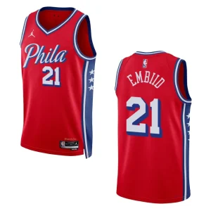 76ers 2022-23 Statement Edition Joel Embiid Red Jersey Swingman - Alzaintravels