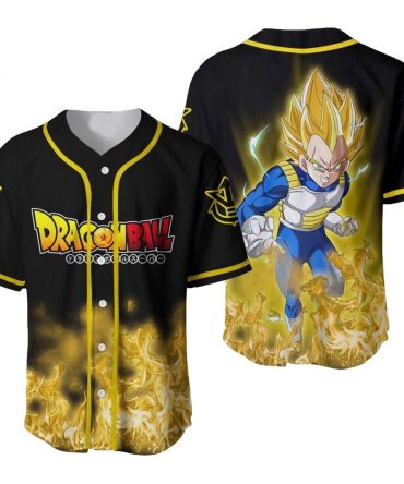 Dragon Ball Super Saiyan Vegeta Baseball Jersey - Anime Fan Apparel
