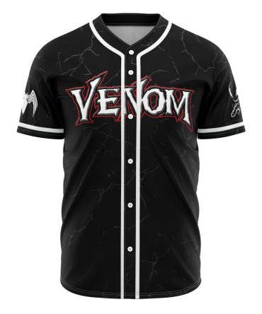 Unleash Style With Venom Graphic Baseball Jersey - Premium Black Sportswear