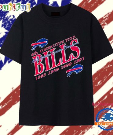 Vintage 1991 Buffalo Bills 4Th Consecutive Title Nfl Football T Shirt