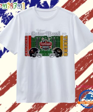 Virginia Cavaliers Vs Missouri Tigers 2025 Taxslayer Gator Bowl 2 Team Helmet T Shirt