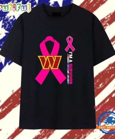 Washington Commanders I’M A Survivor Pink Cancer Ribbon T Shirt