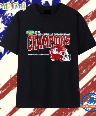Washington State Cougars 2025 Famous Idaho Potato Bowl Champions Helmet T Shirt